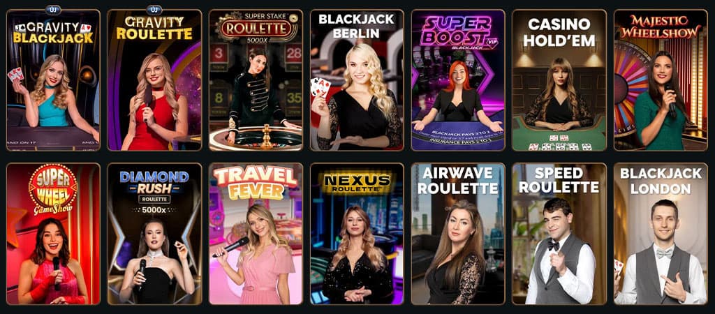 Talismania Casino Live-Spiele, Gravity Roulette, Super Stake Roulette, Blackjack Berlin, Casino Hold’em, Majestic Wheel Show