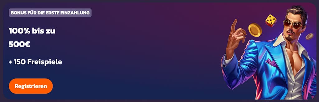 Coolzino Bonus, 100 % bis zu 500 €, 150 Freispiele, Bonus für die erste Einzahlung, Registrierung, Willkommensangebot