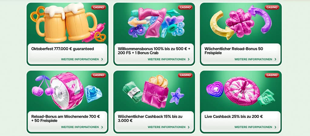 Wöchentlicher Bonus von Casinolo, online casino Germany, live cashback