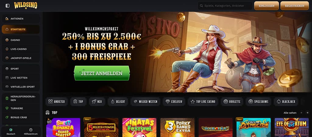 Wildsino Casino Bewertung, willkommenspaket, beste boni