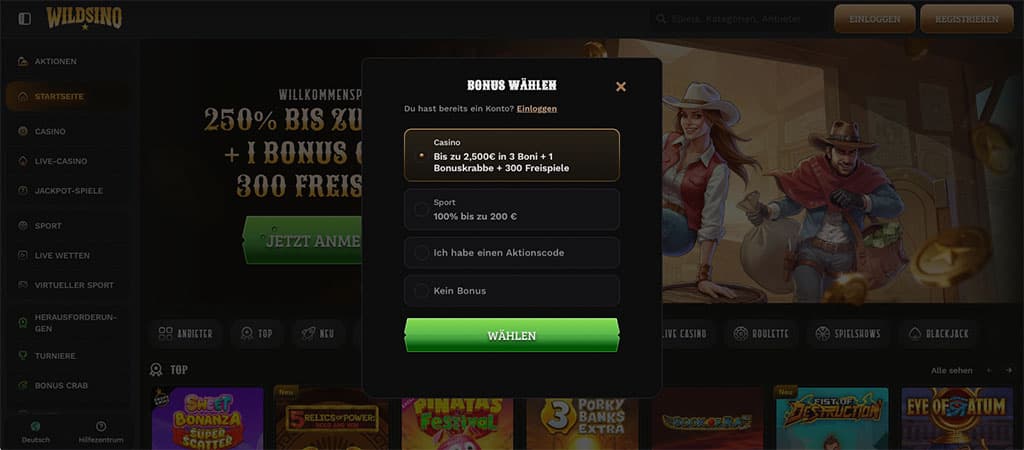 Registrierung, Schritt für Schritt Anleitung, online casino Germania