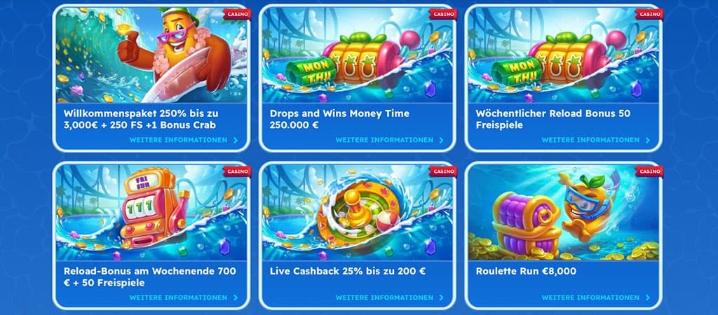 Wöchentlicher Bonus, Cashback, Casino bonus