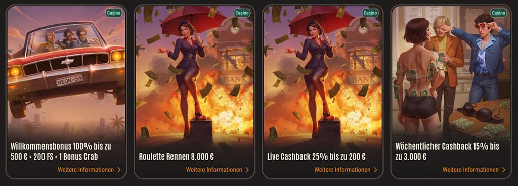 Neon54 Casino, Beste Boni und Casinos