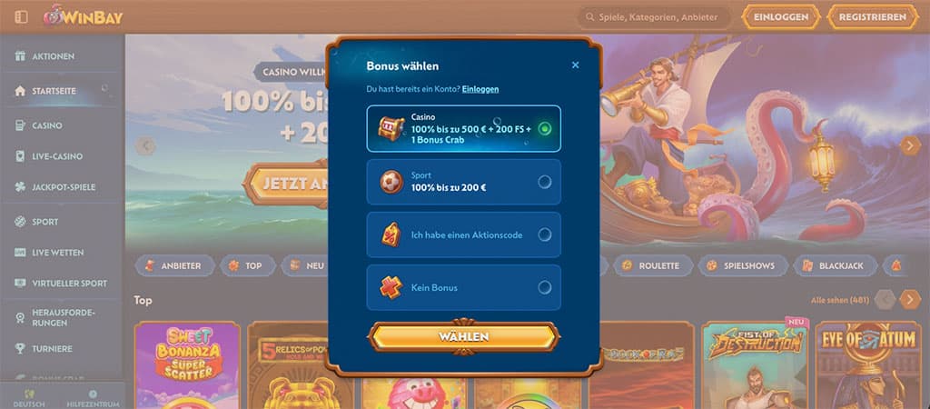 Winbay Casino Bonus, Registrierung, online casino