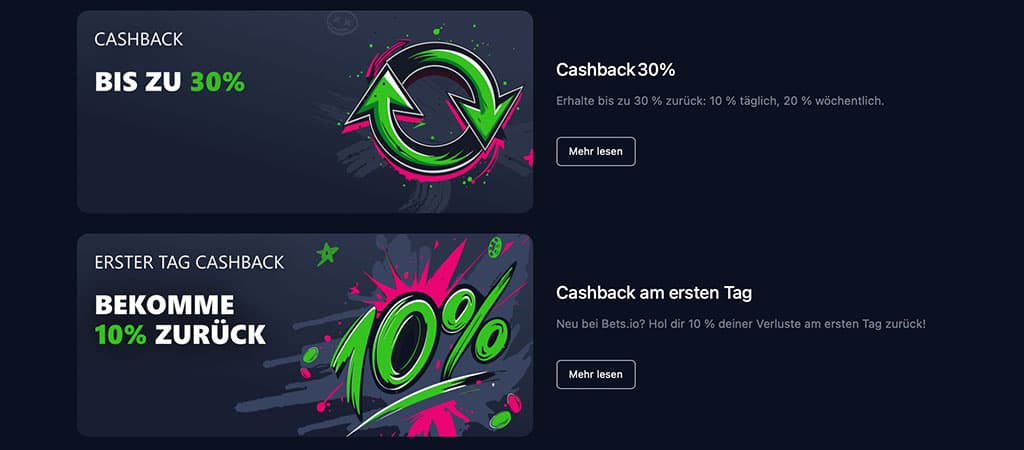 Beste Boni und Casinos, High Roller, cashback