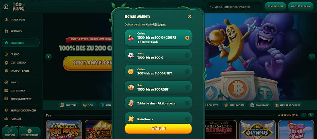Registrierung bei Gokong Casino 2025, Online Casinos