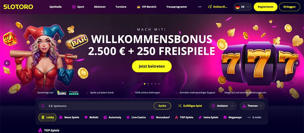 Slotoro, Casino Bewertung für Anfänger und High Rollers