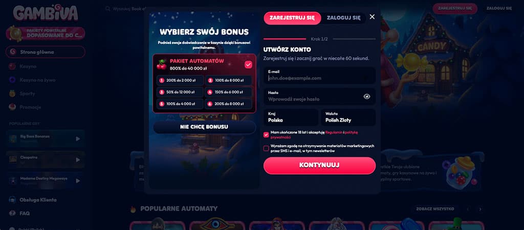 Gambiva Casino Deutschland, Registrierung bei Gambiva
