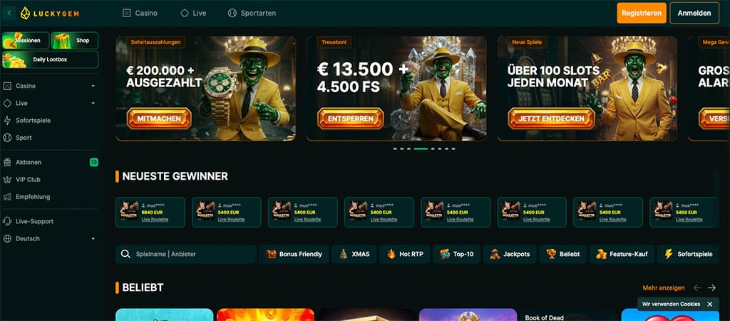 Luckygem, Internet Casinos Deutschland