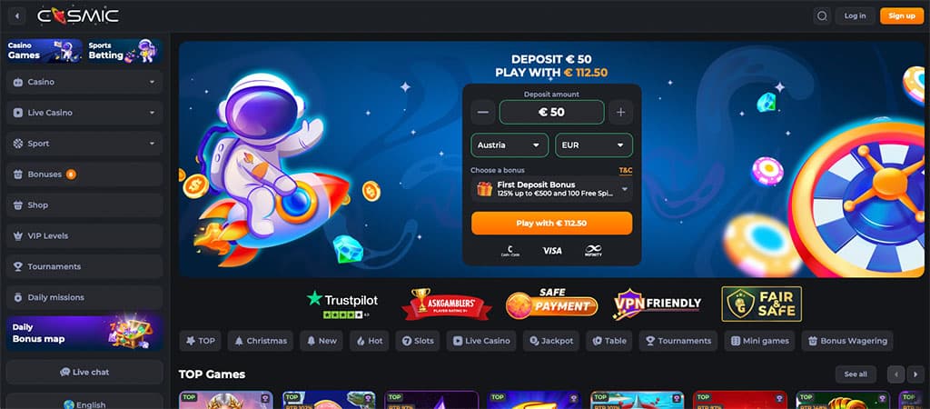 Cosmicslot - 2026 Cosmic Bewertung