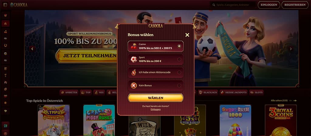 Registrierung bei Casoola Deutschland – Schritt für Schritt