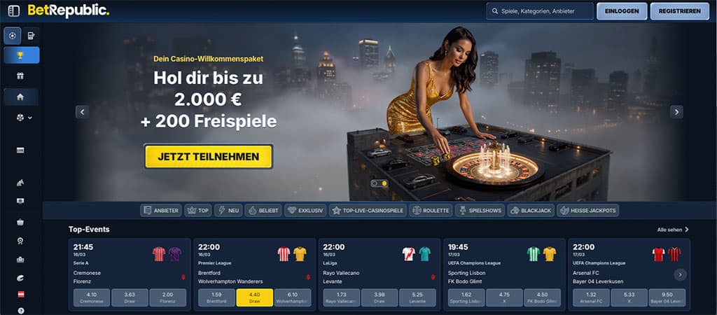 BetRepublic Bewertung 2026, online casino