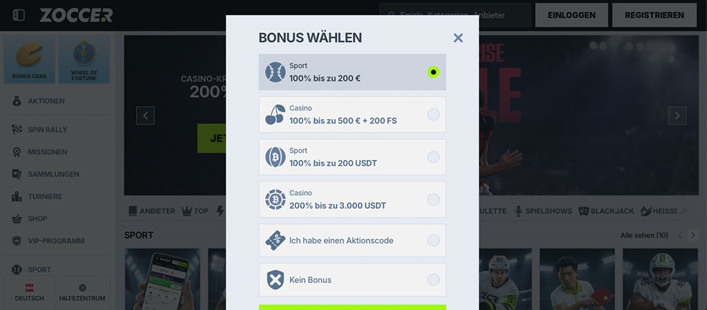 Schnelle und einfache Registrierung bei Zoccer Deutschland