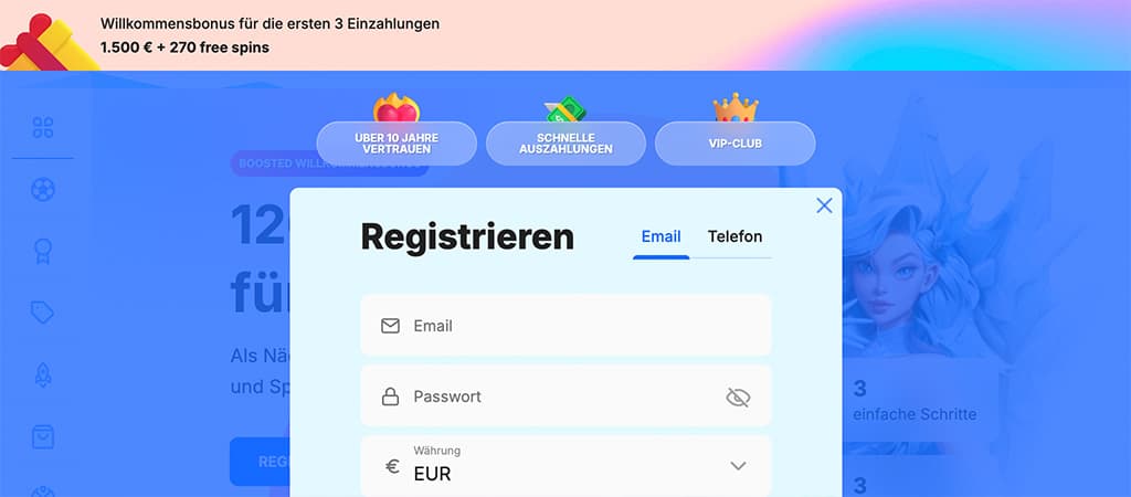 Fünf Schritte zur Registrierung bei Ice Casino Deutschland