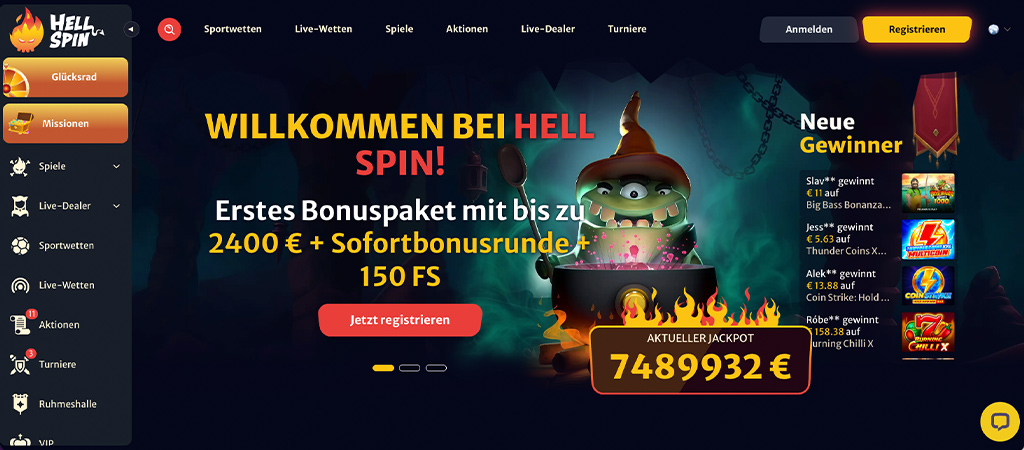 Hellspin Casino, Spielvergnügen für Deutschland