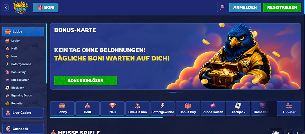 Birdspin Casino, Online Casino, bonus