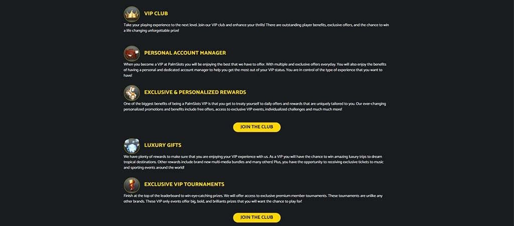 Palmslots Casino, VIP program, online casinos