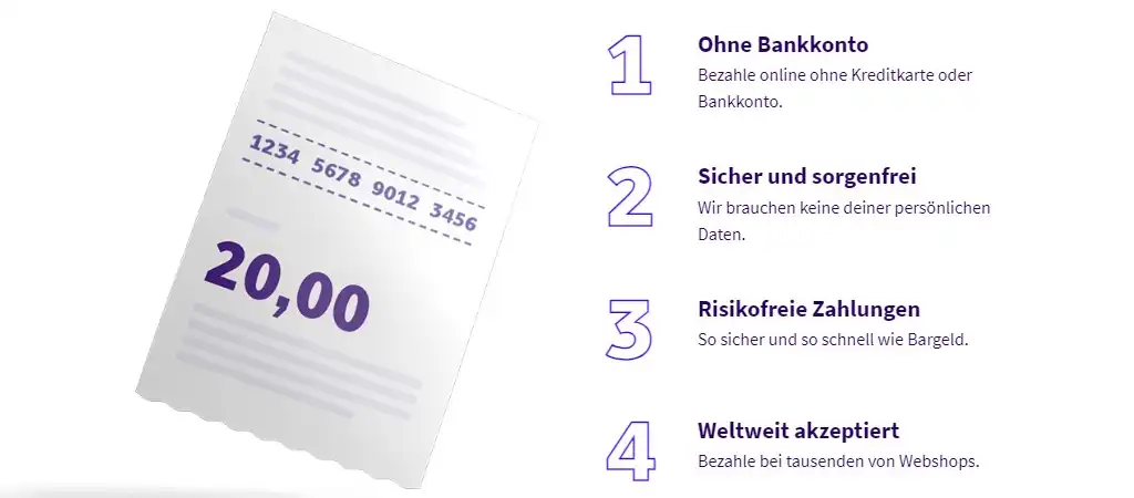 Paysafecard, Hinterlegung, card