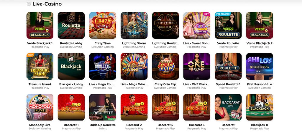 live casino spiele, spielauswahl, verde casino