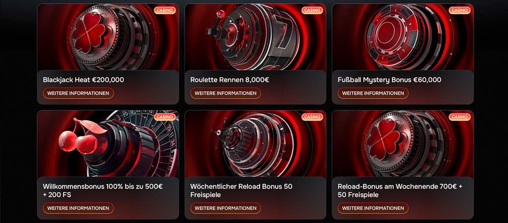 Revolution Casino, Blackjack Heat, Roulette Rennen, Fußball Mystery Bonus, Willkommensbonus, Reload-Bonus, Freispiele